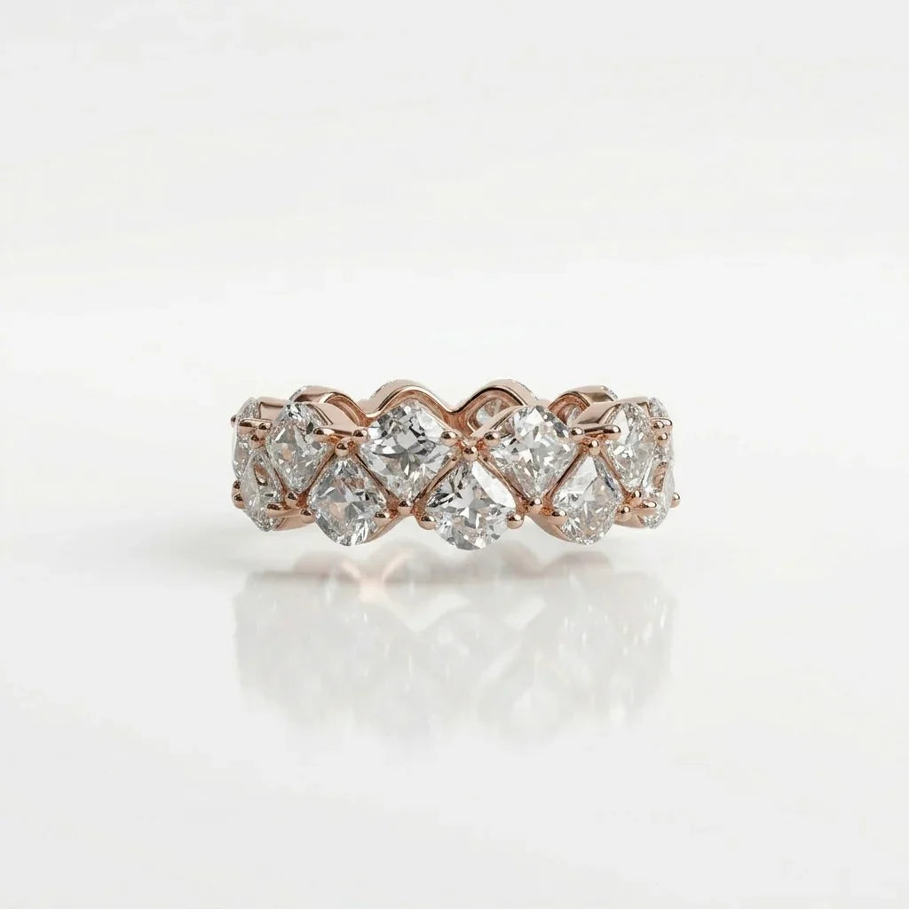 Rose gold eternity ring with sparkling diamond accents, elegant design for special occasions