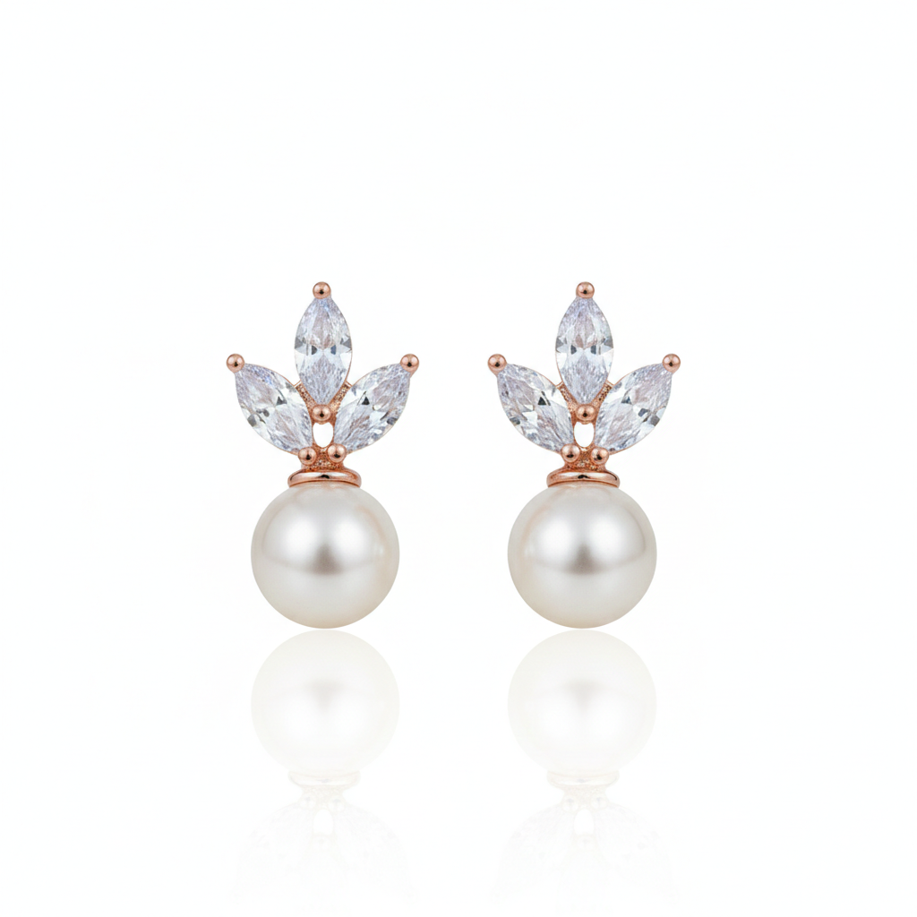 Fleur Stud Earrings - Rose Gold