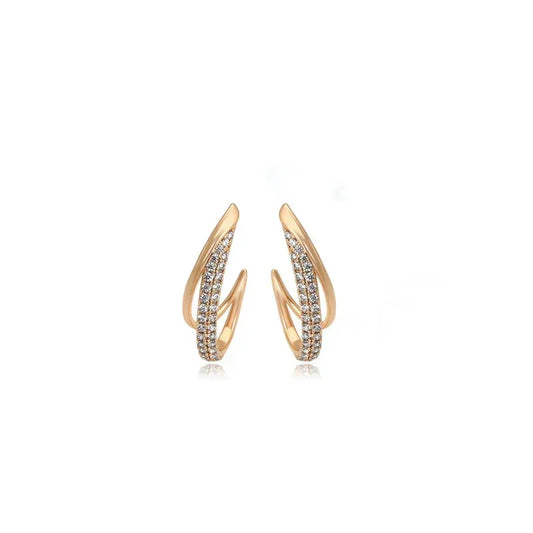 Elegant rose gold hoop earrings with sparkling diamond accents, perfect for everyday wear.