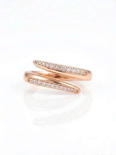 Elegant rose gold diamond rings with sparkling pavé stones, perfect for everyday wear or special occasions.