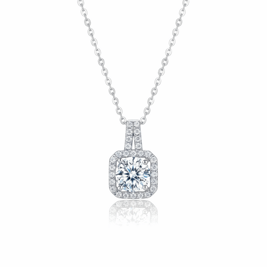 Diamond necklace on a white background