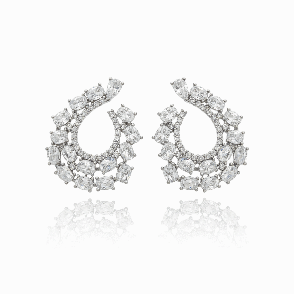 Udaipur Earrings studded with CZ Diamonds