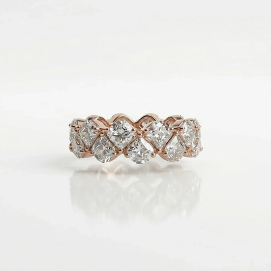 Rose gold eternity ring with sparkling diamond accents, elegant design for special occasions