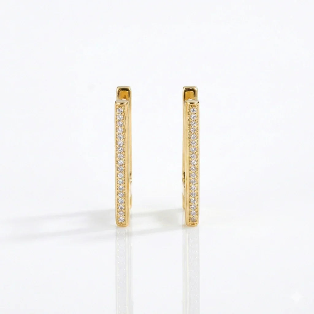 Gold hoop earrings with diamond accents, elegant American diamond jewelry for women